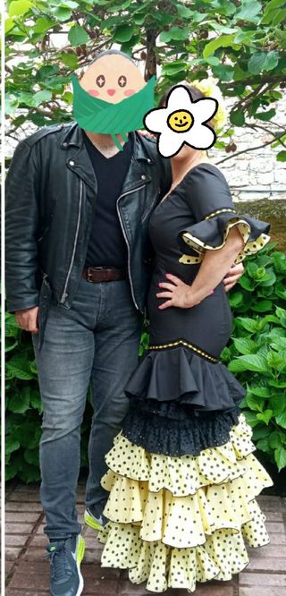 Vestido Sevillana Negro y Amarillo