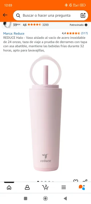 Vaso termo acero inoxidable Reduce