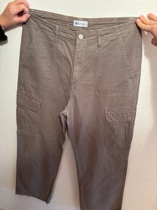Pantalones Cargo Kaki Zara Talla M