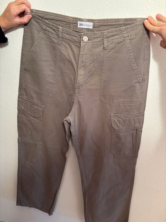 Pantalones Cargo Kaki Zara Talla M