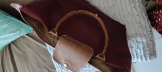 Bolso Longchamp Plegable Marrón/Rojo