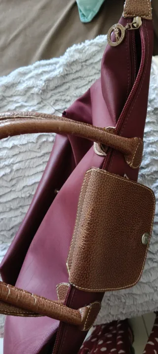 Bolso Longchamp Plegable Marrón/Rojo