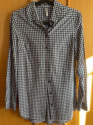 Camisa Stradivarius cuadros blanco y negro Talla X