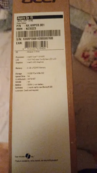 Portátil Acer Aspire 15 Plata