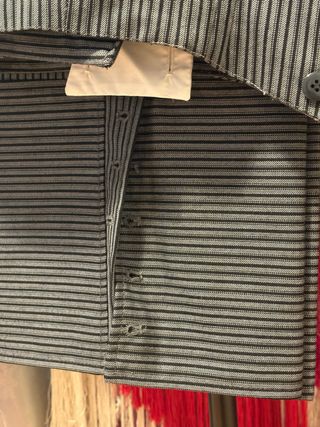 Pantalón de traje de corto campero rayas grises