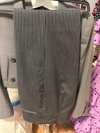 Pantalón de traje de corto campero rayas grises
