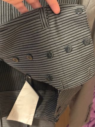 Pantalón de traje de corto campero rayas grises