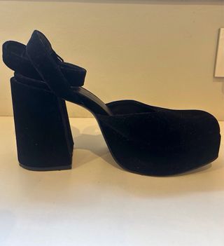 Zapatos de tacón plataforma terciopelo negros