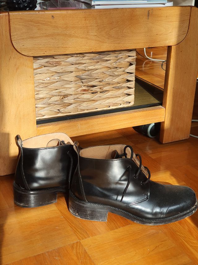 Botines de piel negros caballero