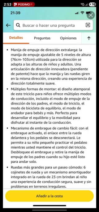 Triciclo infantil rosa