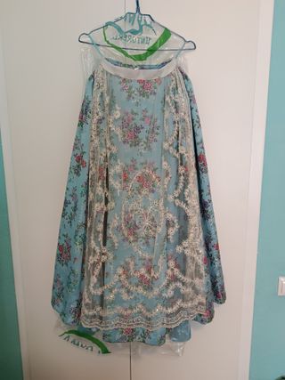 Vestido Fallera Azul Flores 11/12 Años