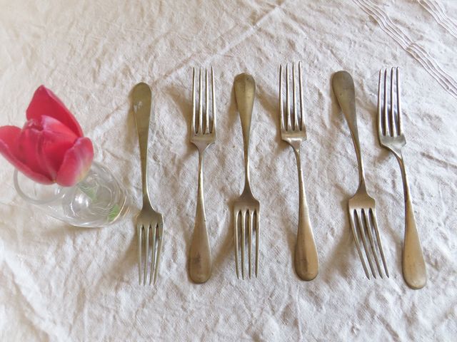 Servizio 6 forchette vintage in alpaca deliziose