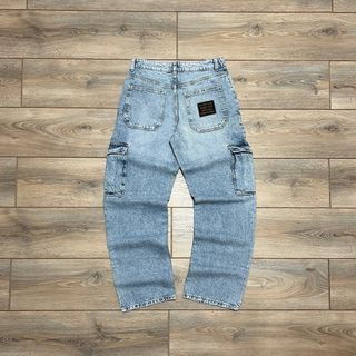 Bershka Denim Cargo Jeans w Embroidered Patch
