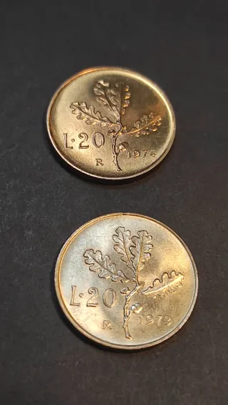 F.D.C. 40 + 40 pezzi da 20 Lire  1973 / 1974