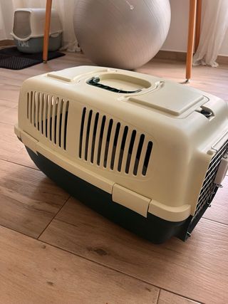 Transportín mascotas beige y verde