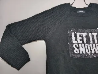 Jersey negro lentejuelas copos nieve