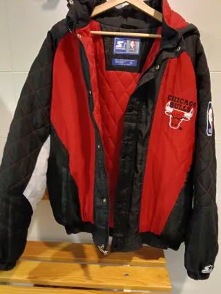Chaqueta Starter NBA Chicago Bulls Negra Roja