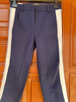Pantaloni Pinko Blu con Strisce Bianche