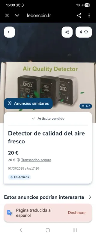 Detector Calidad Aire CO2 TVOC HCHO
