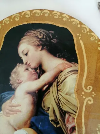 Decoupage sagoma tonda in legno  Madre Bambino