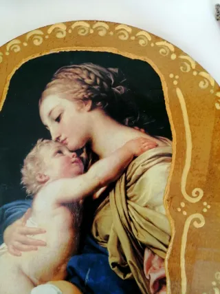 Decoupage sagoma tonda in legno  Madre Bambino