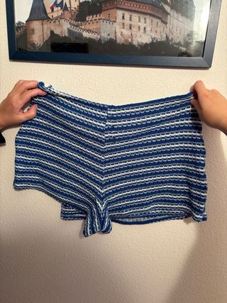 Falda-pantalón Zara Rayas Azul Blanco