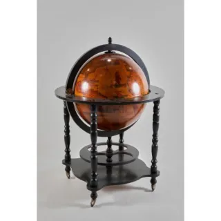 Botellero Globo Terráqueo Madera y Metal
