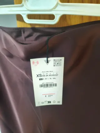 Falda midi lencera Zara Talla Única Marrón