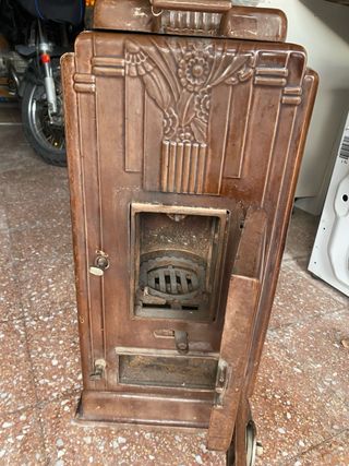 Chimenea Salamandra Esmaltada Marrón Antigua