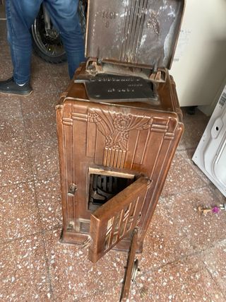 Chimenea Salamandra Esmaltada Marrón Antigua