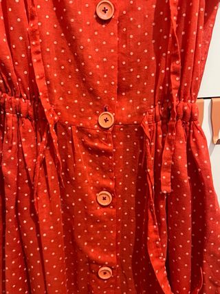 Vestido rojo algodón a topos