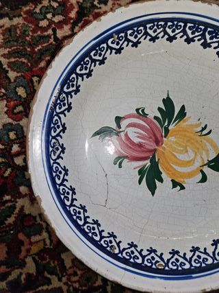 Antico piatto decorato fiori '800
