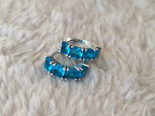 Pendientes aro azules plata de ley