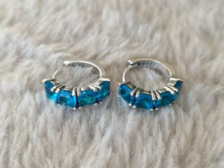 Pendientes aro azules plata de ley