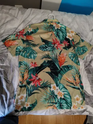 Camisa Hawaiana Flores Verdes
