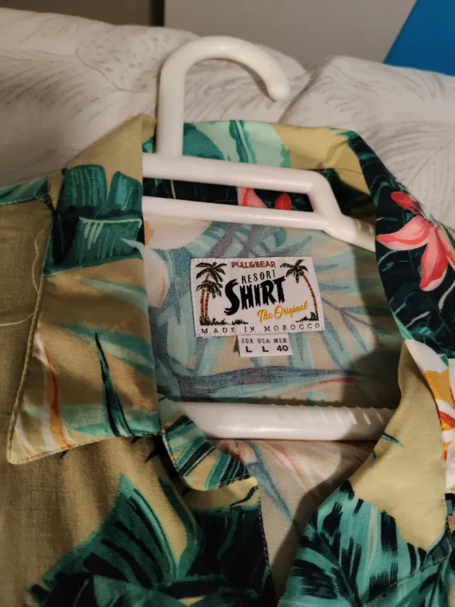 Camisa Hawaiana Flores Verdes