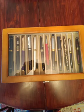 Collezione di penne stilografiche con scatola