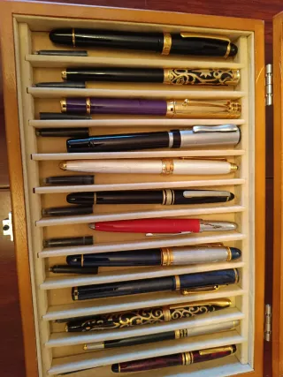 Collezione di penne stilografiche con scatola