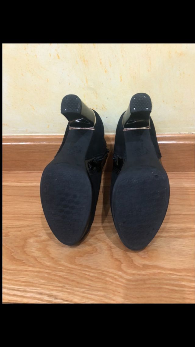 Botines Pitillos Piel Negros Talla 38