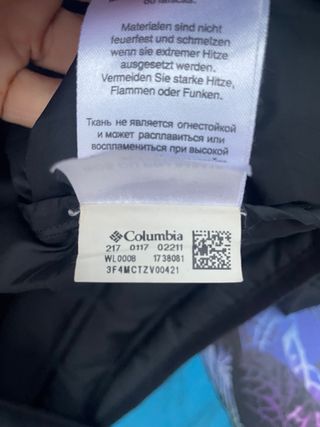 Abrigo largo Columbia plumífero negro