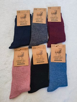 6 Pares Calcetines Lana Mujer Talla 35-40