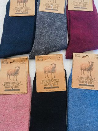 6 Pares Calcetines Lana Mujer Talla 35-40
