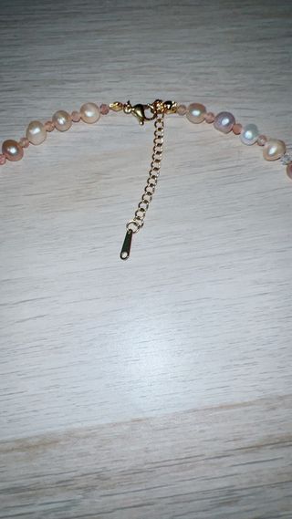 Collar perlas y sol acero dorado