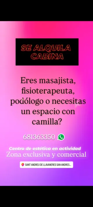 ALQUILO CABINA EN CENTRO DE ESTÉTICA.