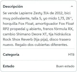 Bici BTT Lapierre Zesty 314