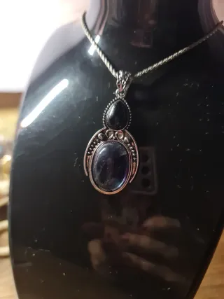Colgante Fluorita y Obsidiana