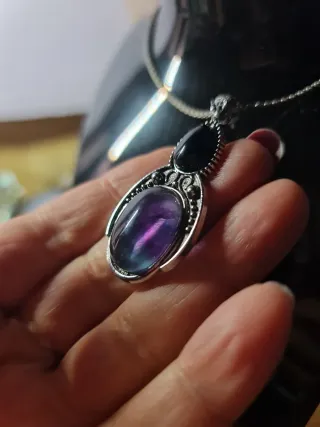 Colgante Fluorita y Obsidiana