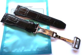 Cinturino in pelle nera 22mm 22/18mm tipo IWC deployante