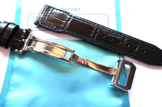 Cinturino in pelle nera 22mm 22/18mm tipo IWC deployante