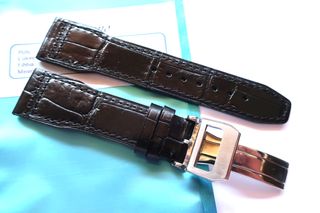 Cinturino in pelle nera 22mm 22/18mm tipo IWC deployante